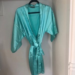 Teal silky robe